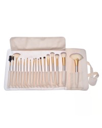 18Pcs Professional Wood Handle Cosmetic Brush Kit  Logo Makeup Brushes Set Private Label Makeup Brushes 2023 Set with Case