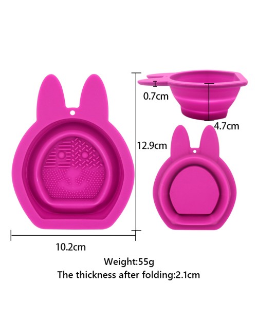 Rabbit Ears Shape Collapsible Silicone Makeup Brush Cleaner Pad Beauty Egg Sponge Bowl Cleaner